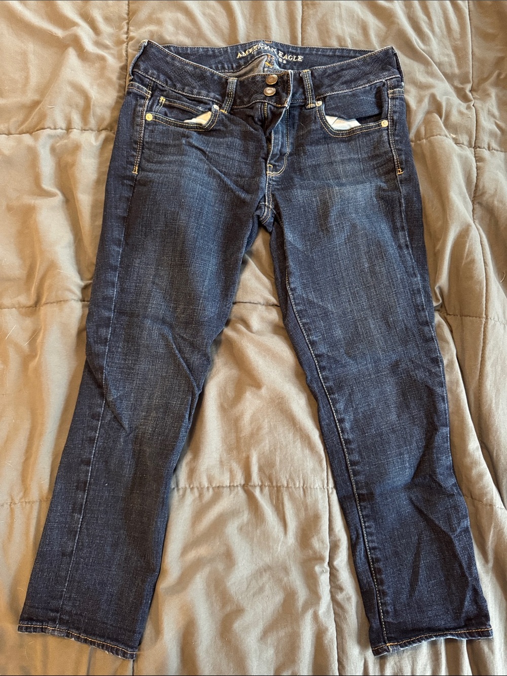 American Eagle Outfitters Dark Indigo Cropped Straight Jeans